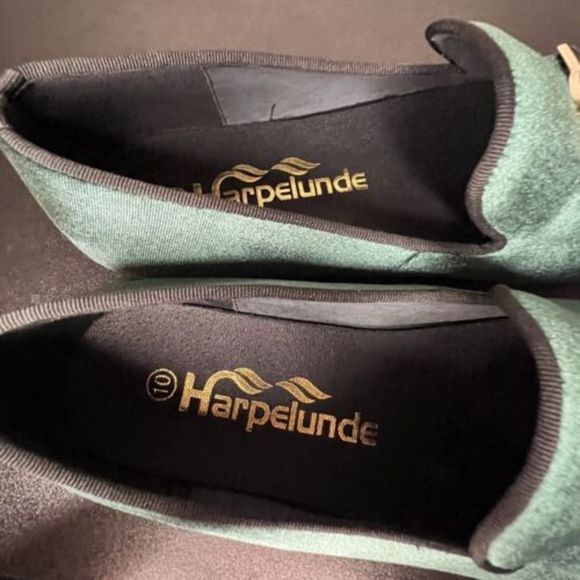 Harpelunde Medical Symbol Buckle Dress Shoes Green Velvet Loafers Men’s Size 10 - Picture 11 of 11